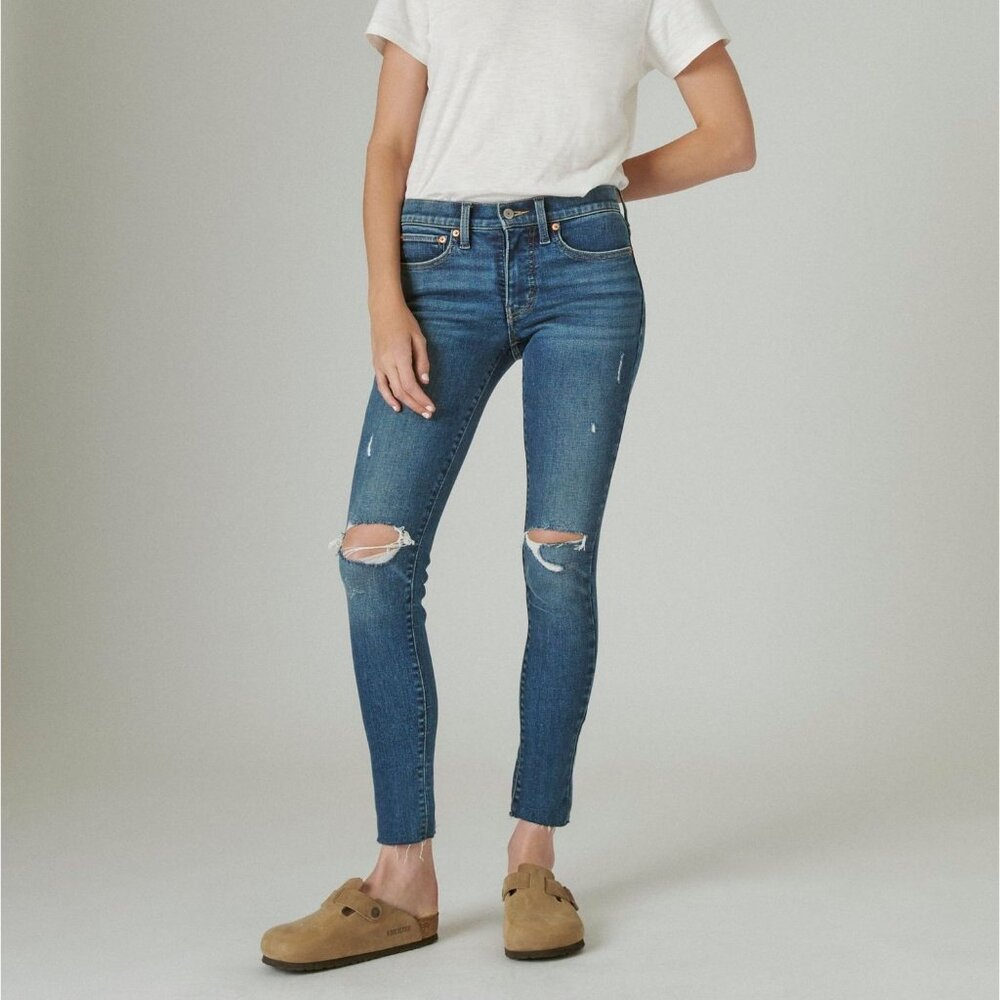 Lucky Brand Mid Rise Ava Skinny Ankle Crop Jeans Size 00/24R Conness Dest Ct